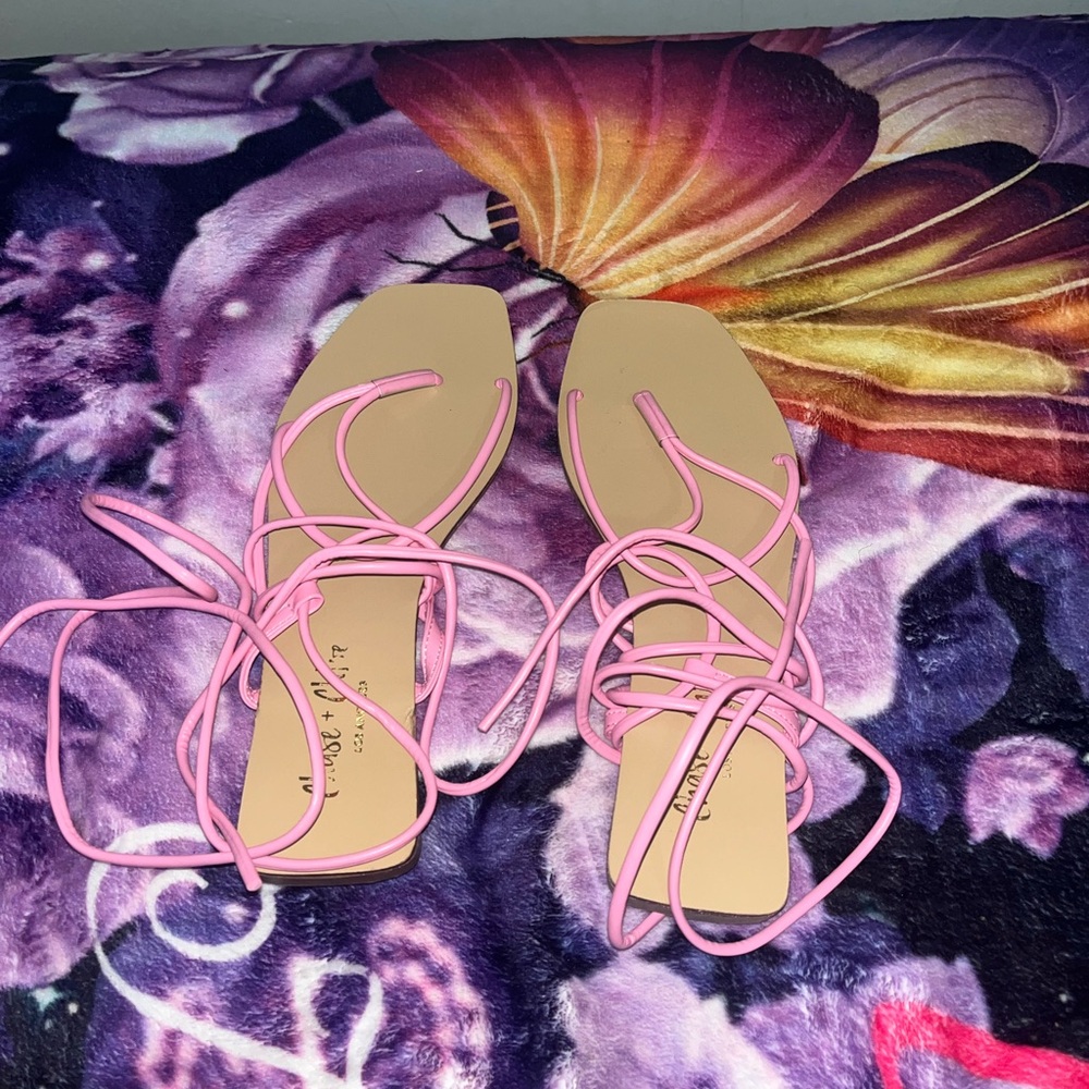 Light Pink Laced Up Sandals